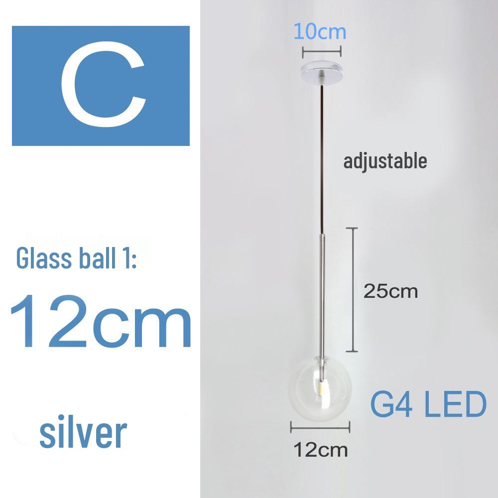 Nordic Minimalist Transparent Glass Ball Pendant Light for Bedroom or Bar