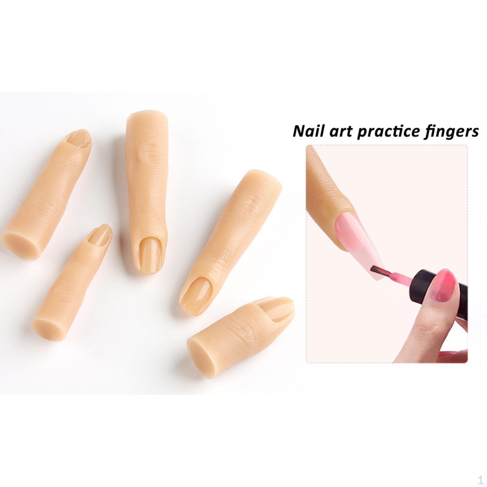 

5Pcs Silicone Practice Fingers for Acrylic Nails Nail Soft Art Reusable
