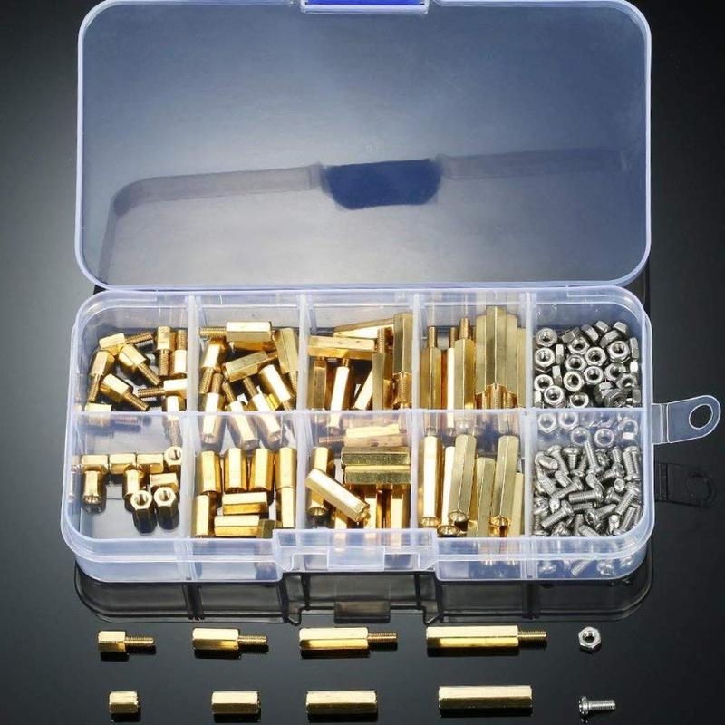 180Pcs M2.5 Motherboard Standoffs&Screws&Nuts Kit, Hex Male-Female Brass Spacer Standoffs, Laptop Screws for DIY Computer Build
