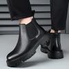 Men's Boots Classic Black Chelsea Boot Luxury Genuine Leather Leather Boots for Men Plush Warm Winter Boot Casual High Top Boots