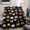 Colorful Cartoon Cat Faces Keep warm DesignFlannel blanket for bedroom, living room, sofa, and nap