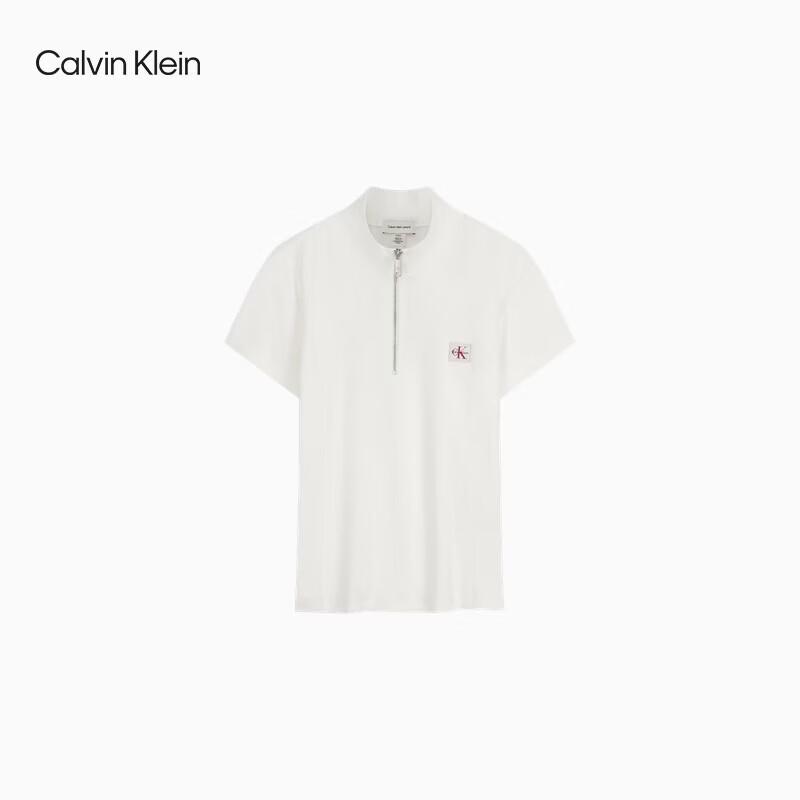 Calvin Klein CK Jeans Women s Embroidered Ribbed Half-Zip T-Shirt M