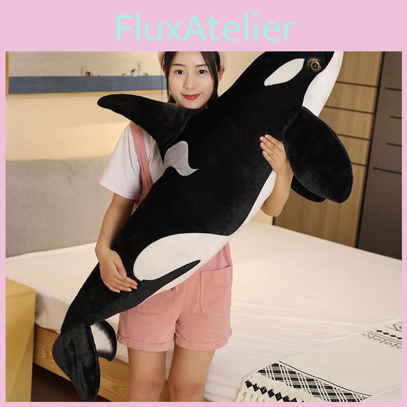Realistic Tiger Whale Plush Toy Soft Stuffed Animal Ocean Creature Humpback Whale Pillow Doll