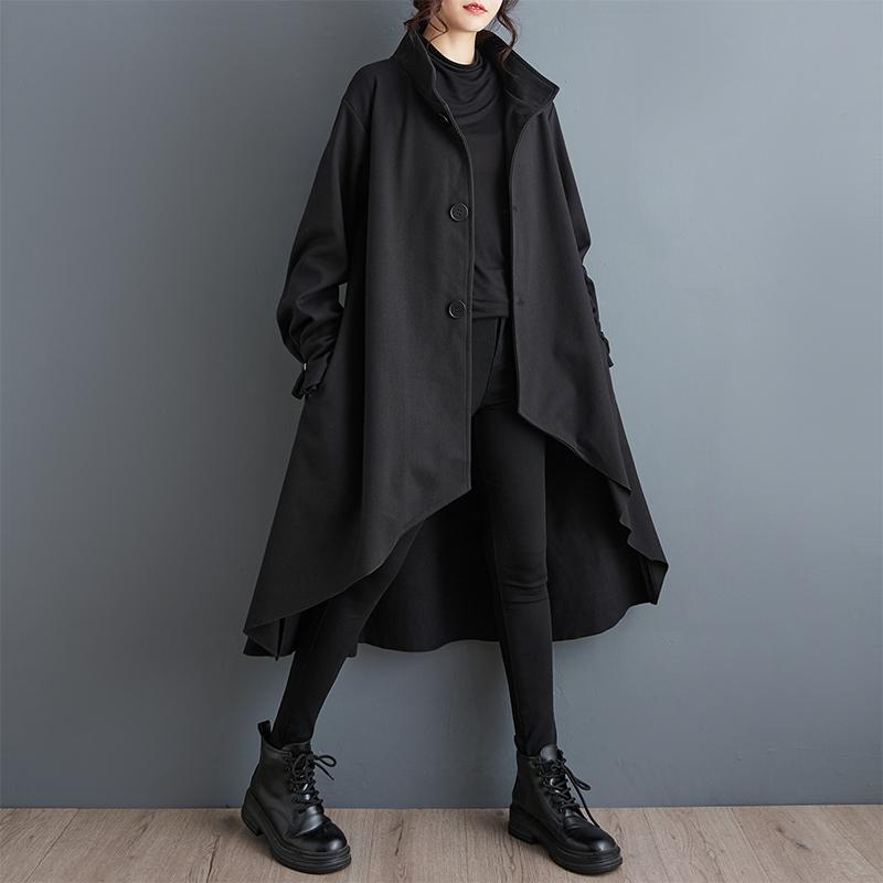 DIMANAF 2025 New Autumn Winter Plus Size Women Coats Jackets Long Sleeve Loose Casual Outerwear Vintage Black