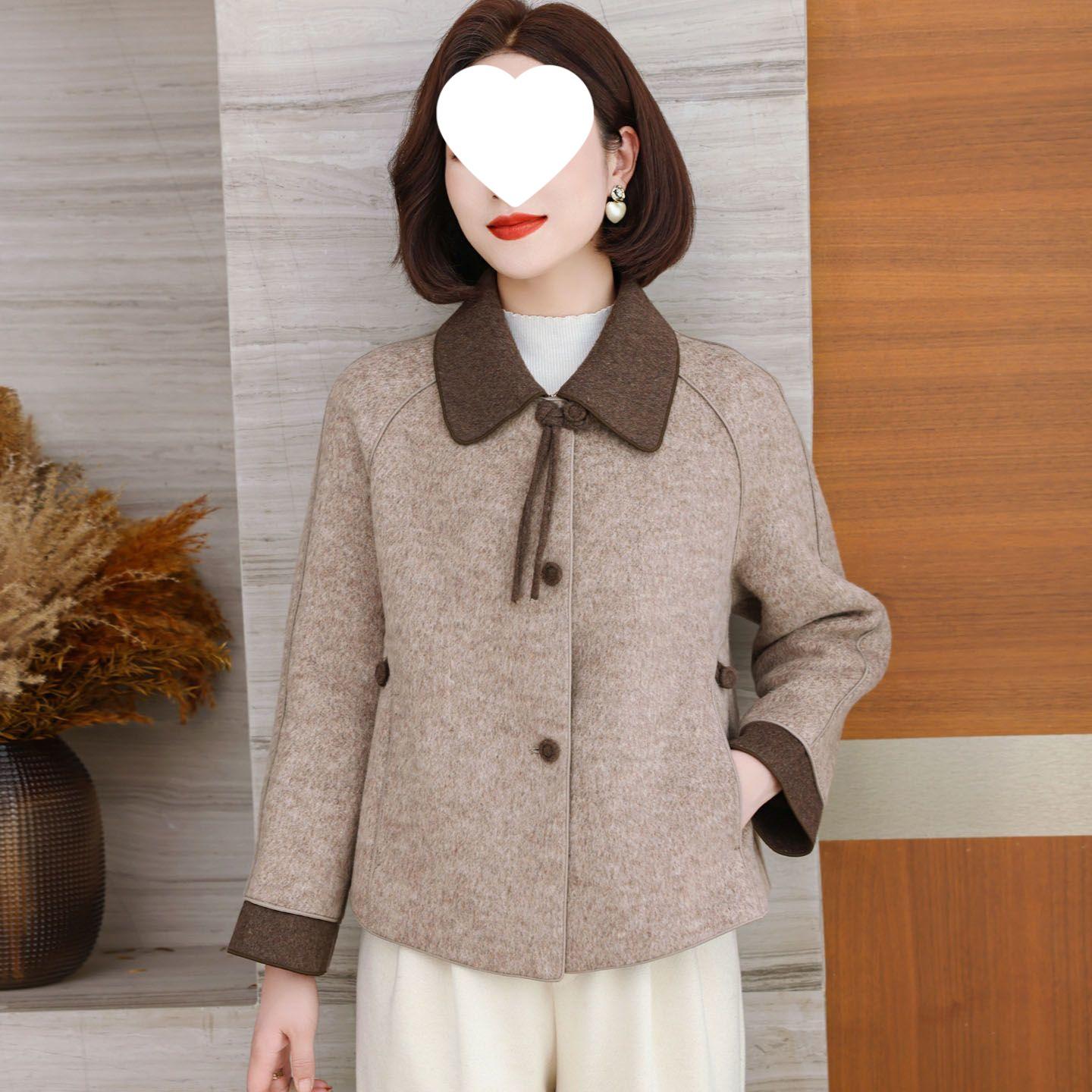 

Mom s 2025 Fashionable Double-Sided Chinese Autumn Jacket for Women XL (for 100-115 jin) кофейный