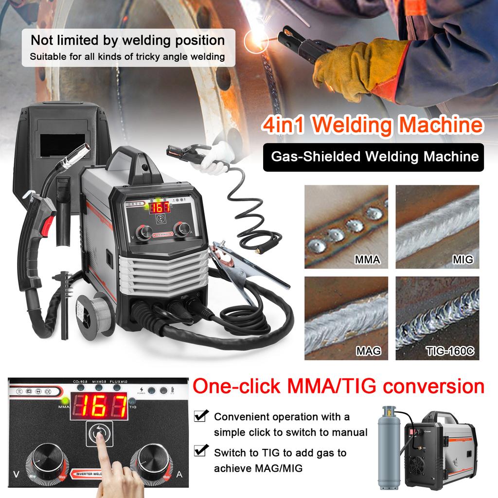 Multifunctional 4in1 MIG MMA MAG TIG 160C Inverter Welders Multipurpose Portable Electric Welding Machine Intelligent