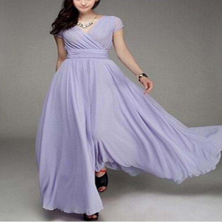 Women Purple V Neck Short Sleeve Fit & Flare Midi Dress