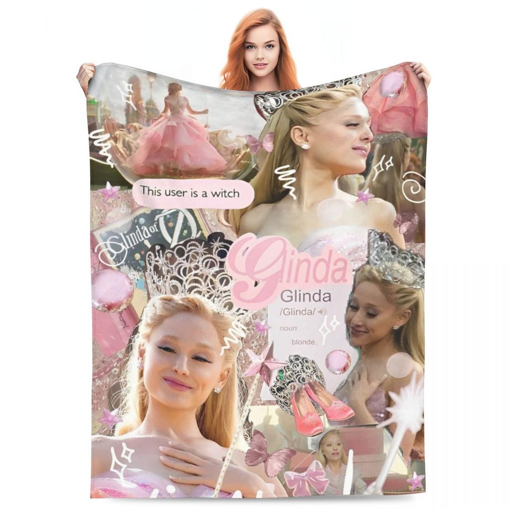 Wicked Glinda Elegant Collage Blankets Good Witch Movie Flannel Throw Blanket Portable Soft Warm Multifunction Plush Thin Quilt