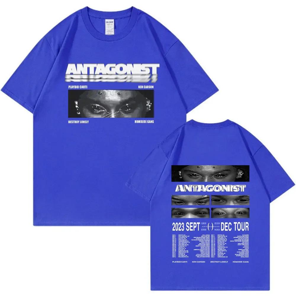 Rapper Playboi Carti Antagonist Tour Tshirt 2023 Concert Fans T Shirt Unisexs Fashion Hip Hop Short Sleeve Oversized Tshirts Bla