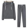 2025 Autumn/Winter Women's Fleece Fashion Leather Patch Hooded Casual Sports Set