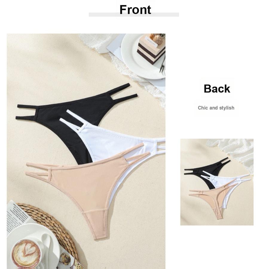 3 Pezzi Perizoma Donna Senza Cuciture Basso - Cavallo in Puro Cotone