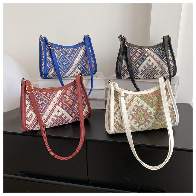 Ethnic Style Armpit Bag Autumn New Style Western-style Single Shoulder Diagonal Cross Hand-held Women's Small Square Bag