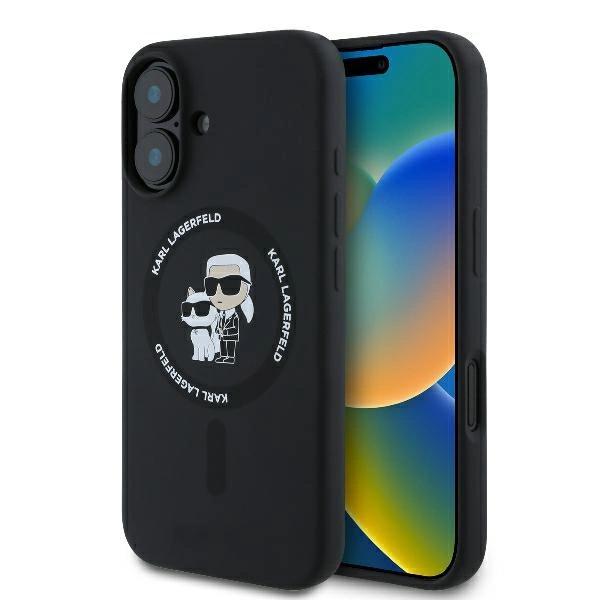 Karl Lagerfeld Klhmp16Mscmkcrhk Iphone16 Plus 6.7 Czarny/Black Hardcase Silicone Karl&Choupette Ring Magsafe