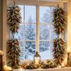Christmas Teardrop Swag Artificial Flocked Pine Hanging Garland With Red Berries For Xmas Front Door Wall Holiday Decor