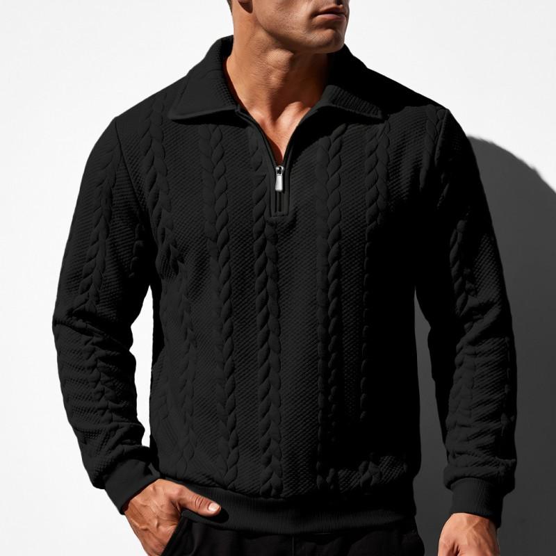 2026 Mens Loose Fit Long Sleeve Polo Sweatshirt Casual Daily Top