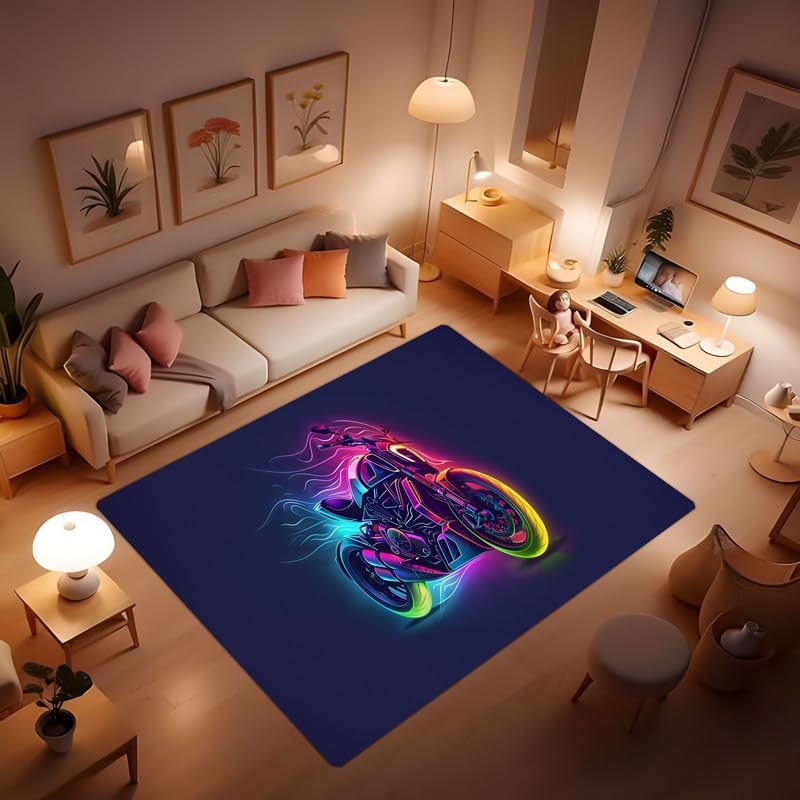 Halloween Holiday Party Casual Floor Mat with Black Background with Colorful Ghost Decorations for Living Room