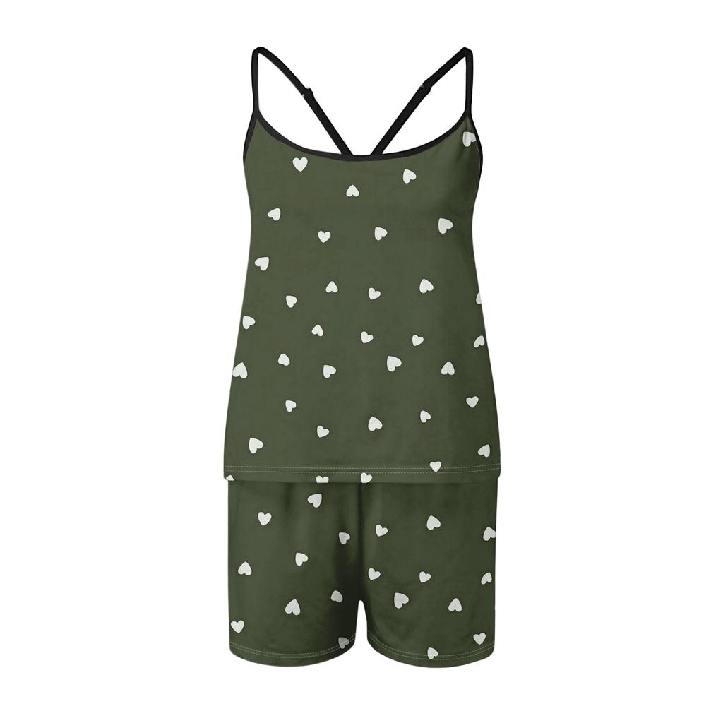 Women Soft 2 Piece Pajamas Set Sleeveless Shorts Set Loungewear Sets Pyjamas Nightwear