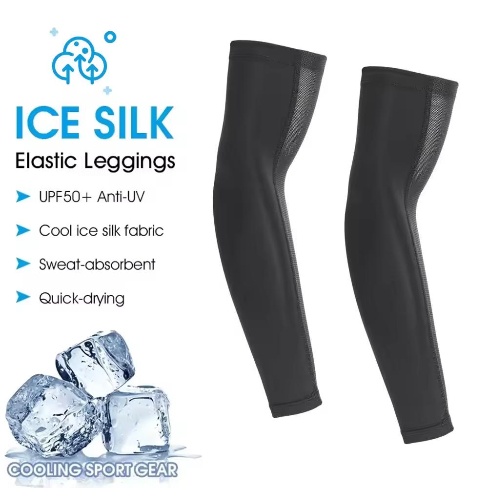 Arm Sleeves Ice Silk Sun Protection Cooling Sleeves Quick-Drying Breathable Anti-slip Outdoor Sports Cycing Men Arm Sleeves