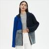 DIMANAF 2025 Herbst Neu Damen Lange Jacke Reißverschluss Pullover Mantel Patchwork Mantel Stricktaschen Pullover