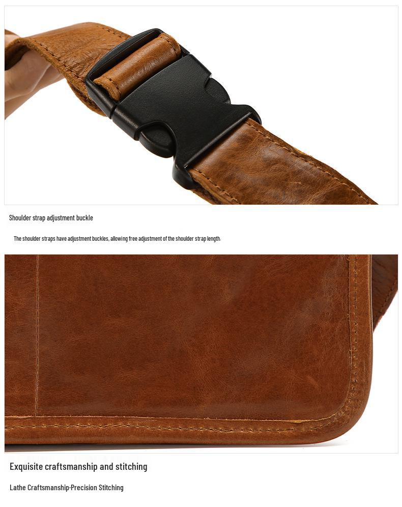 Hochwertige Herren-Umhänge- und Hüfttasche aus echtem Leder - Retro-Stil für den Freizeit- oder Pendelgebrauch