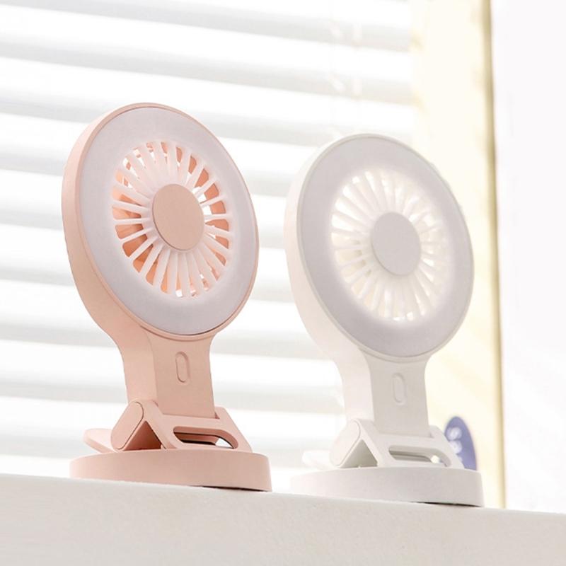 Portable USB Charging Desk Fan With Phone Holder And Three Speed Setting Suitable For Camping Photography Mobile Devices