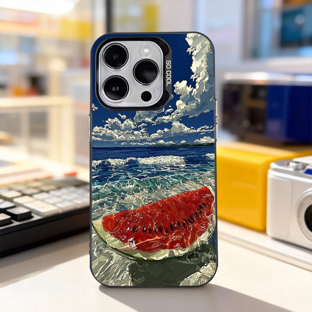 Watermelon Cute Phone Case For iPhone 17,16,15,14,13,12,11,Pro,XS,Max,Plus,Mini,SE4,E IMD Matte Black