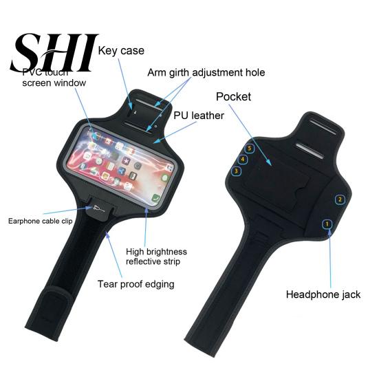 Sports Armband Bag Running Phone with Pocket for Earbuds Car Keys Reflective Arm Strap Sweat-proof Mobile Holder Outdoor Jogging Cycling Accessories