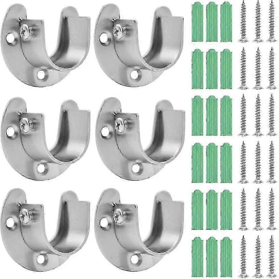 Stainless curtain-rod bracket single set, screws included