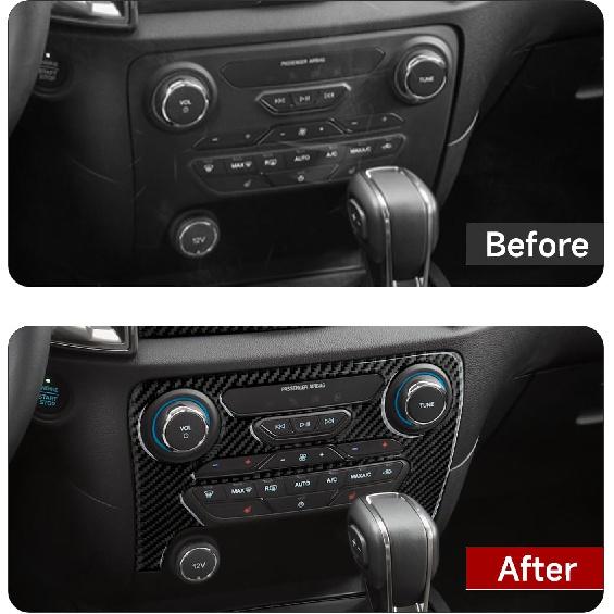 Car Carbon Fiber Dash Center Control Panel Cover Trim Interior for Ford Ranger      XLT Lariat XL Accessories