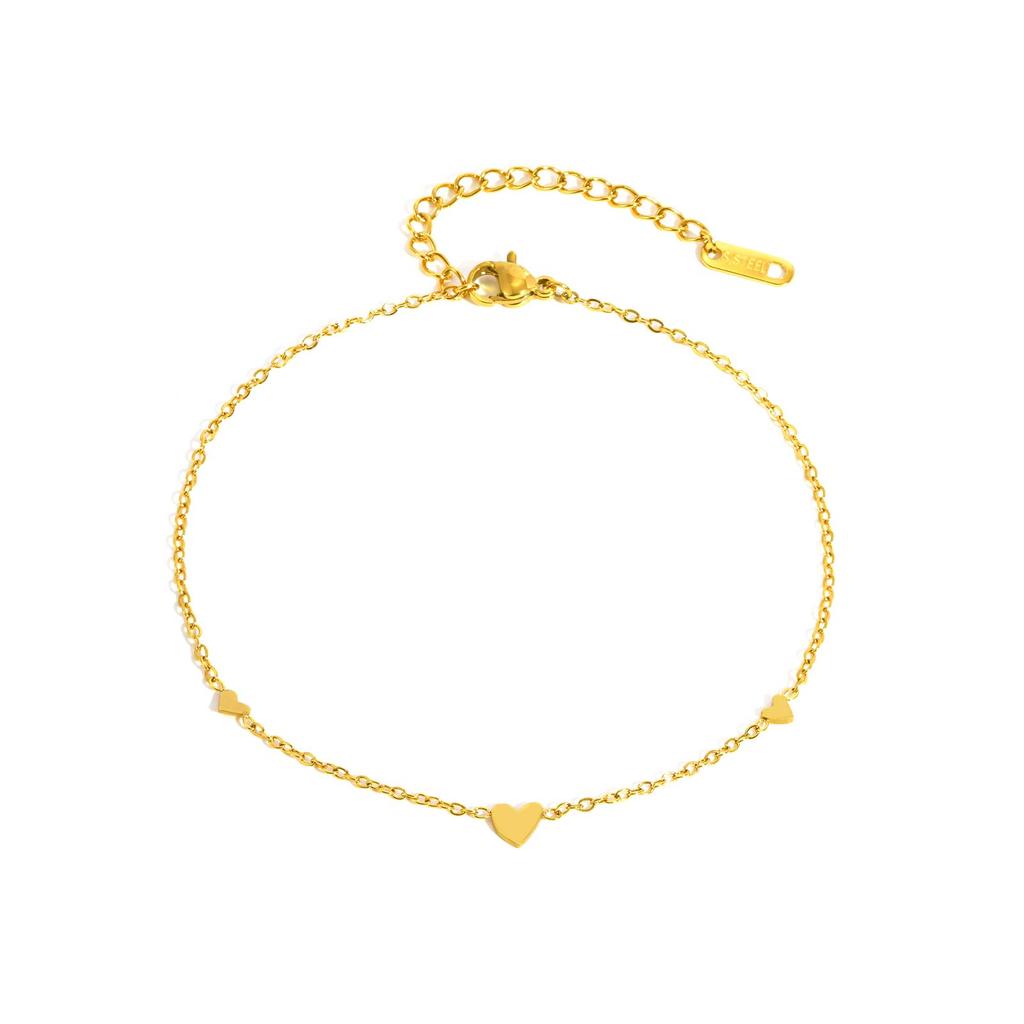 Minimalist Heart-shaped Anklet for Women,Gold Color Flat Rolo Chain Stainless Steel Anklets,Fashion Jewelry Gifts