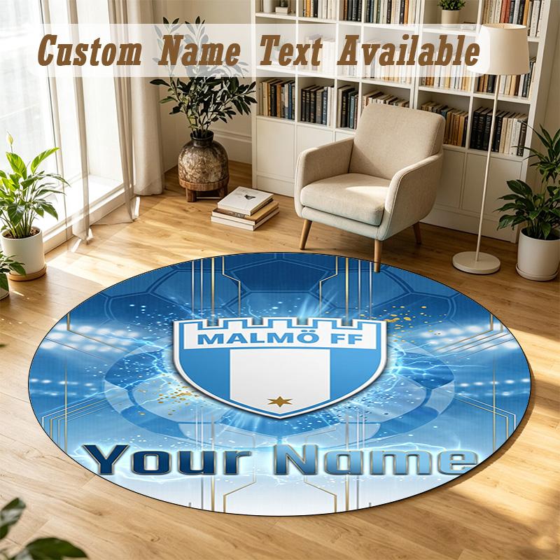 Round Rug Custom NameMalmö FF Pattern Non Slip Carpet Home Floor Decor