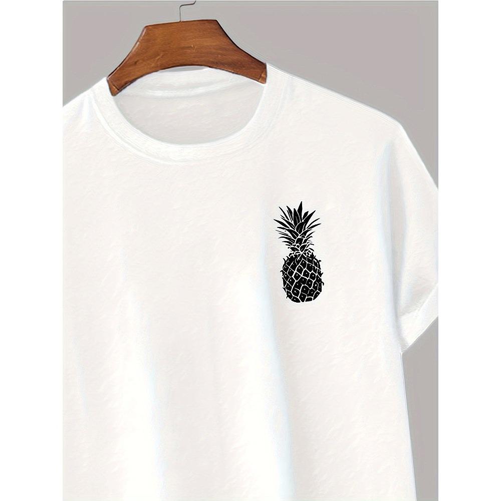 2026 Casual Women s Short Sleeve T Shirt Pineapple Print Soft Breathable Crew Neck Summer Tops M