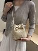 Women's Summer Beach Straw Bag - Drawstring Crossbody & Shoulder Tote