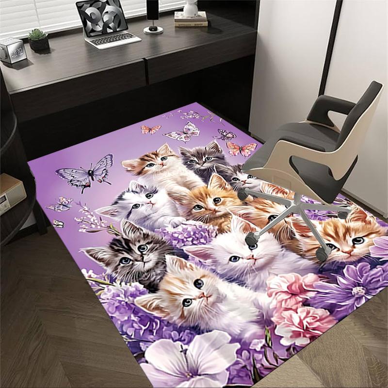 

1PC Kittens Flowers Extra Large Non-Slip Floor carpet, Office, family, bedroom, Studio - Large Area RugJ0390 60cm by 90cm