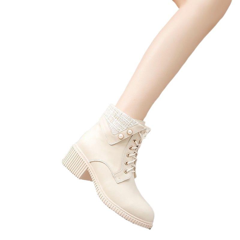 Xiaoxiangfeng short boots women's autumn and winter 2025 new Korean version high-heeled women's boots versatile Martin boots thick and single boots