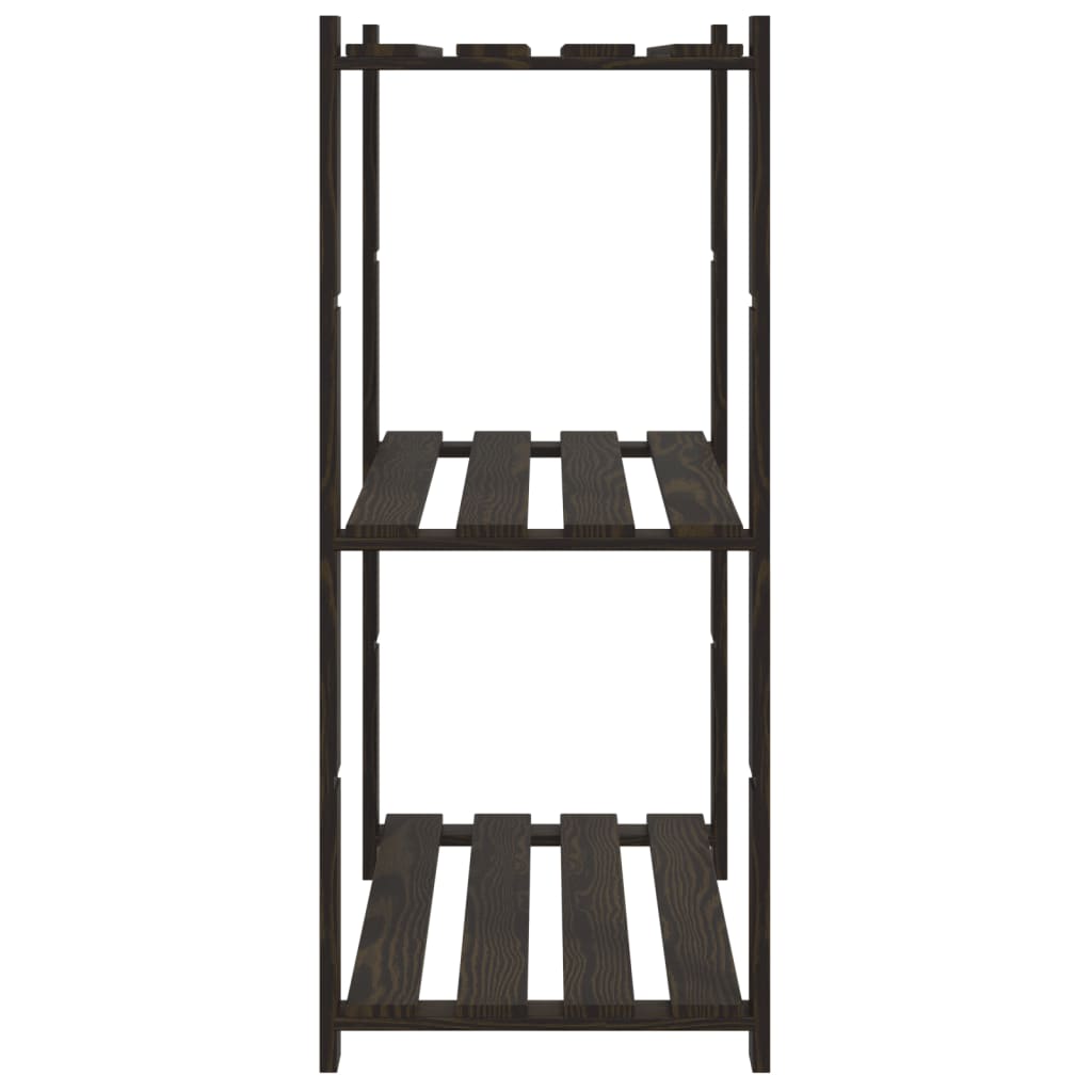 Storage Rack with 3 Shelves Black 80x38x90 cm Solid Pine Wood