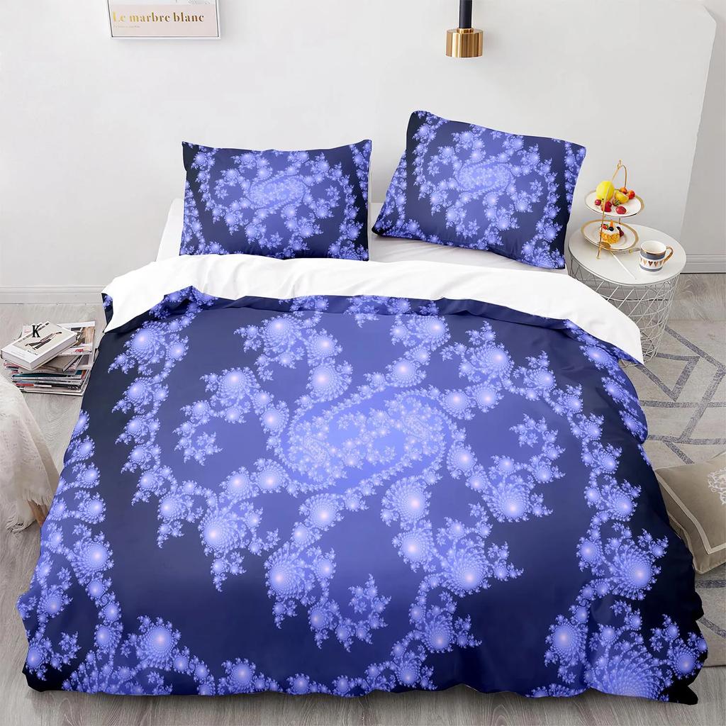 Comforter 3D Snowflake King Queen Romantic Purple Snow Landscape Bedding Set For Kids Teens Adults Christmas Soft