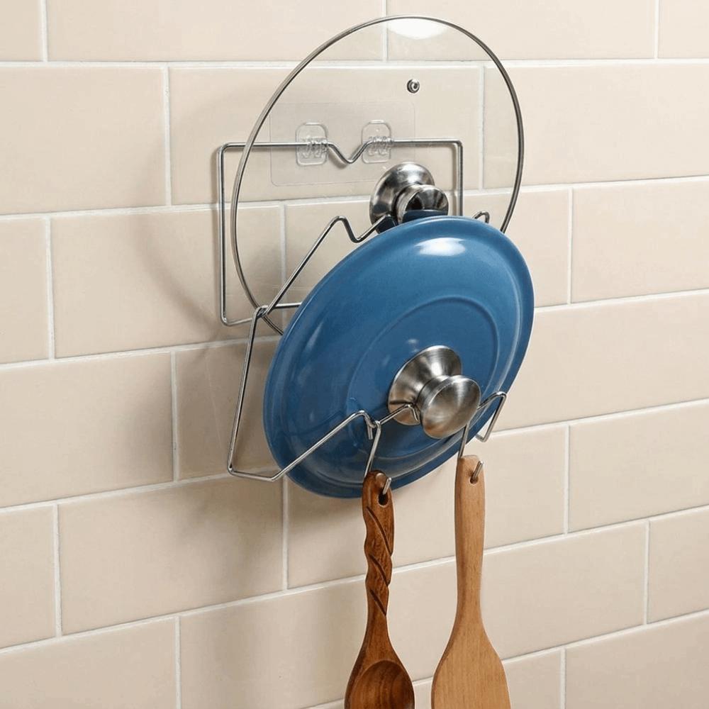 Stainless Steel Pot Lid Rack Wall Mounted Chopping Board Organizer for Kitchen