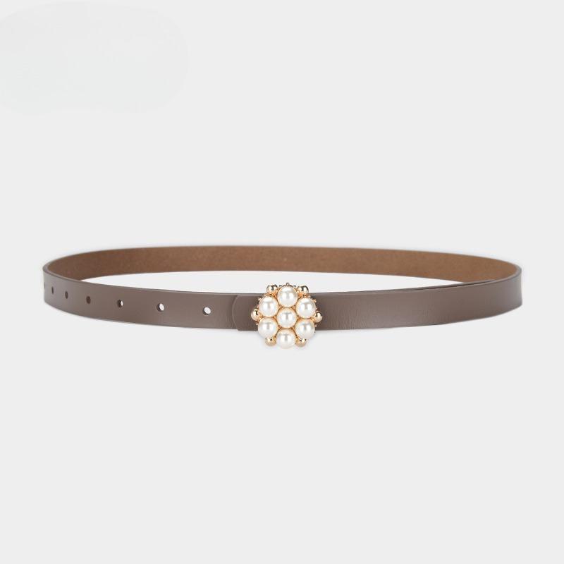 New Thin Belt Korean Version of Retro Pearl Decoration for Women's Thin Belt with Windbreaker Dress Waist Seal Waist Decoration