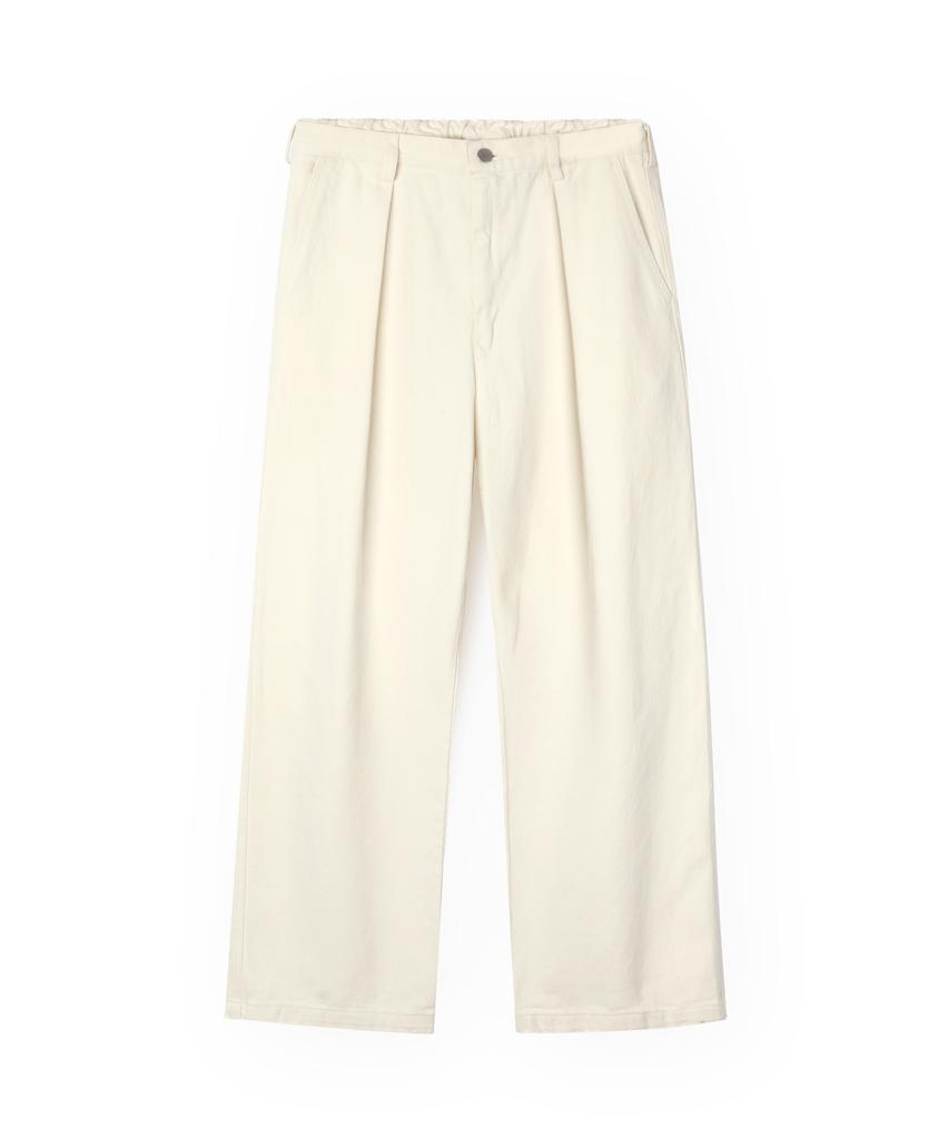 INDUST Florence Half-Banding Single-Pleat Wide Denim Pants_Ivory