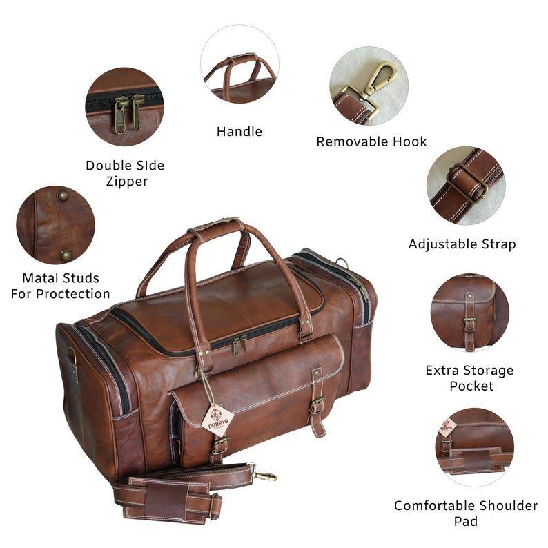 Vintage Leather Weekender Bag | Classic Duffle for Him or Her | Handmade Travel Luggage
