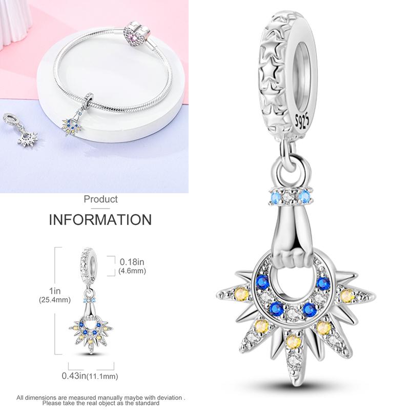 Charms Bead Copper Starlit Sky Moon Sun Earth Universe Charm Fit Bangle Bracelet Necklace Diy Jewelry