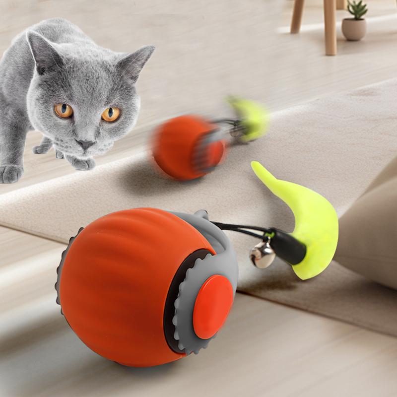 USB Charging Rolling Ball Cat Toy, Chewing Ball Toy, Sports Elastic Ball Cat Toy, Self Pleasure Soothing Tool