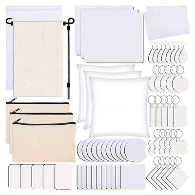 M-Moderno-128 Piezas Productos en Blanco para Sublimación, Adornos Navideños Manualidades Kit de Sublimación, Manualidad con Patrón de Impresión por Calor DIY