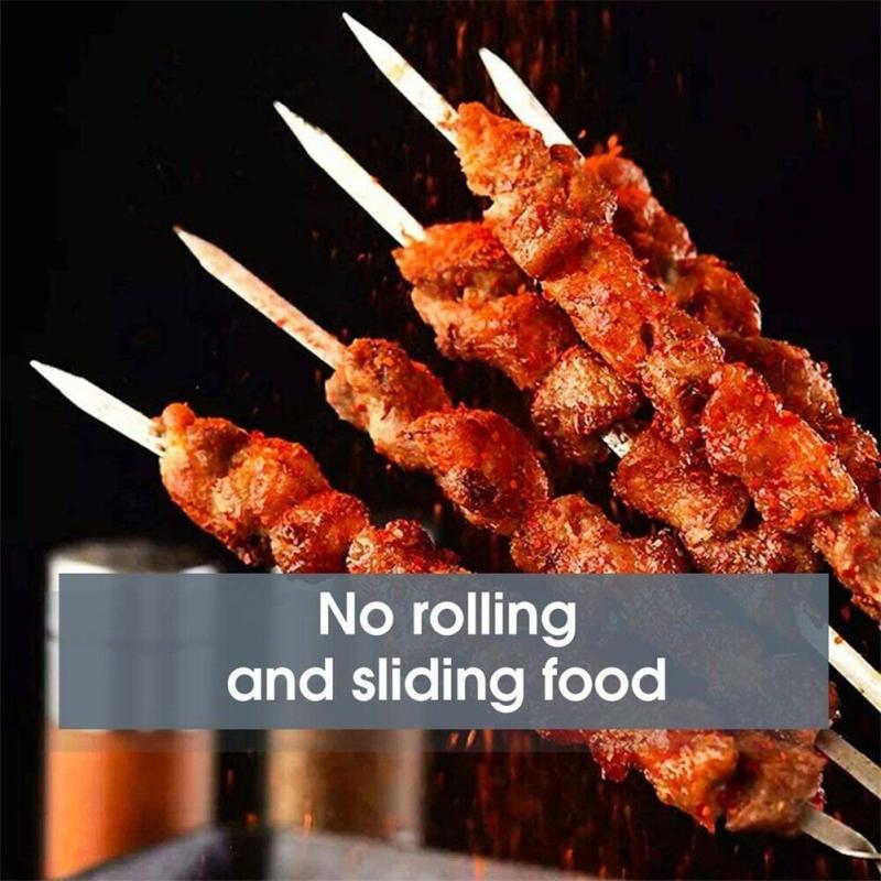 hot! 20pcs Reusable Barbecue Skewers Stainless Steel Bbq Camping Forks Kitchen Accessories Tools