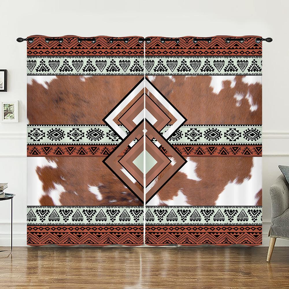 Curtains Animal Fur Cow Texture Curtains Bedroom Living Room Blackout Curtain Perforated