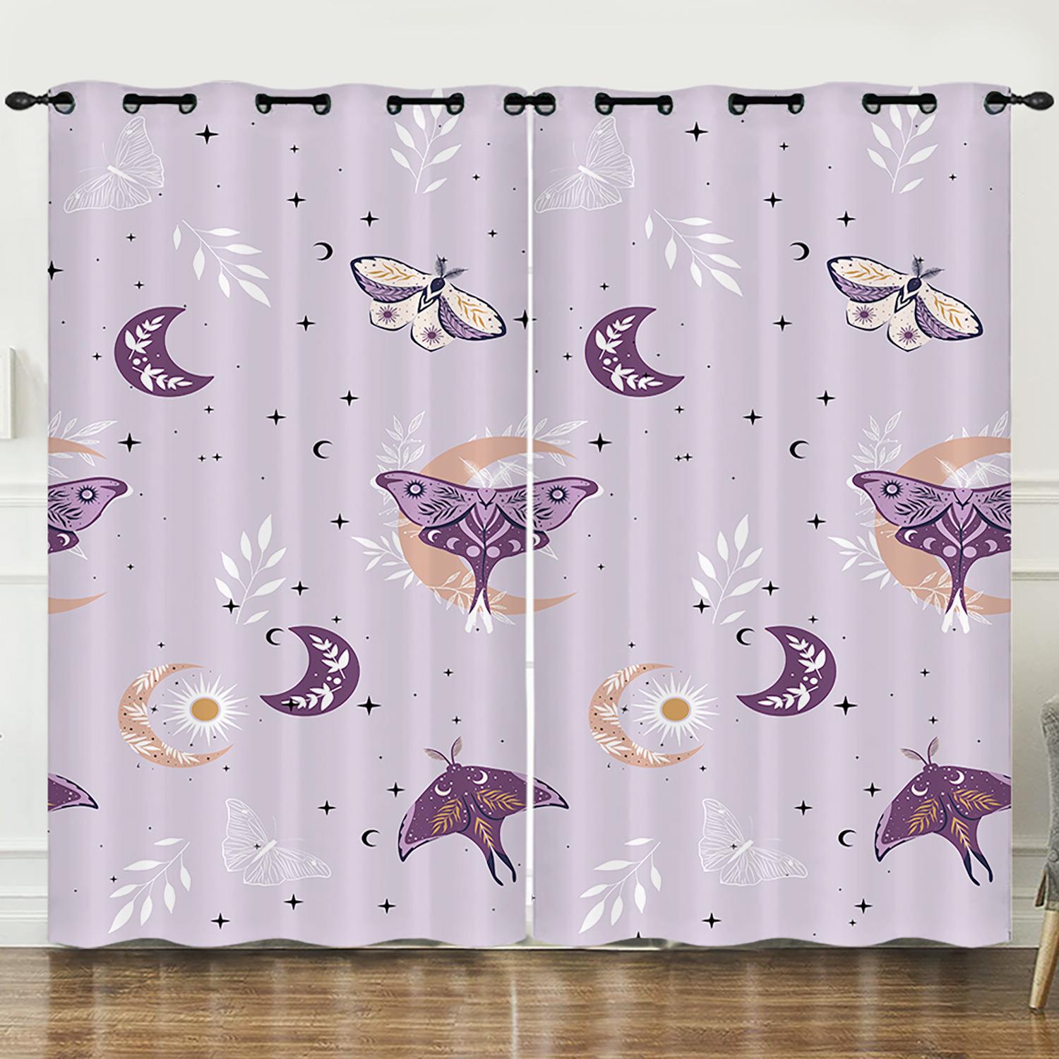 

Curtain Butterfly Specimen Illustration Sunshade 3D Digital Printing Blackout Curtain Non-Punching Bedroom 2pcs*97cm*114cm*2