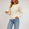Women S Long Sleeve Pullover Sweater With 3d Rose Crochet Embroidery