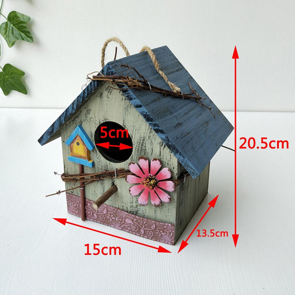Hand-painted Hanging Bird House Box Outdoor Courtyard Decorative Birdhouses