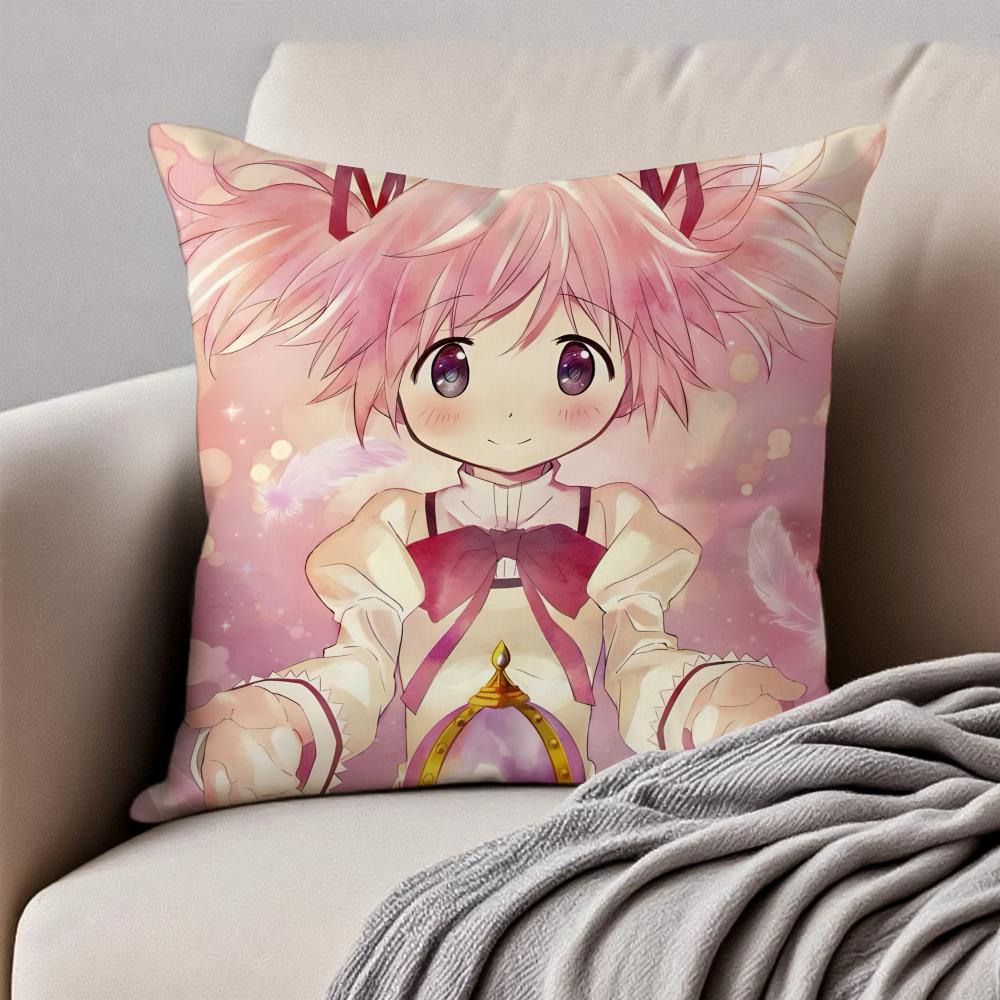 Cute Japanese Anime PPuella Magi Madoka Magica Cushion Cover Pillowcase Antidustmite Invisible Zipper Short Plush Sofa Cushion